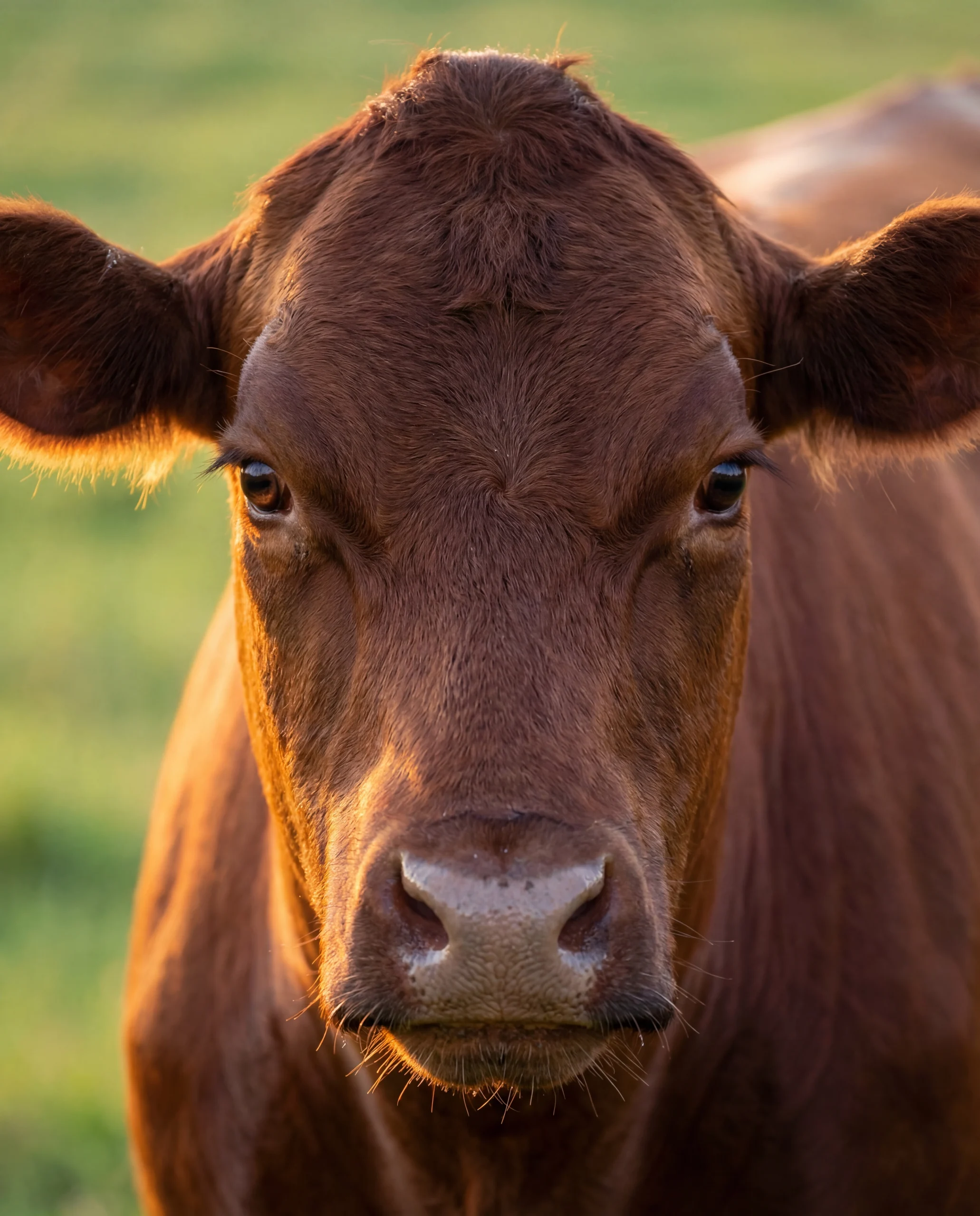 Purebred Akaushi red cattle grazing in the Texas Hill Country